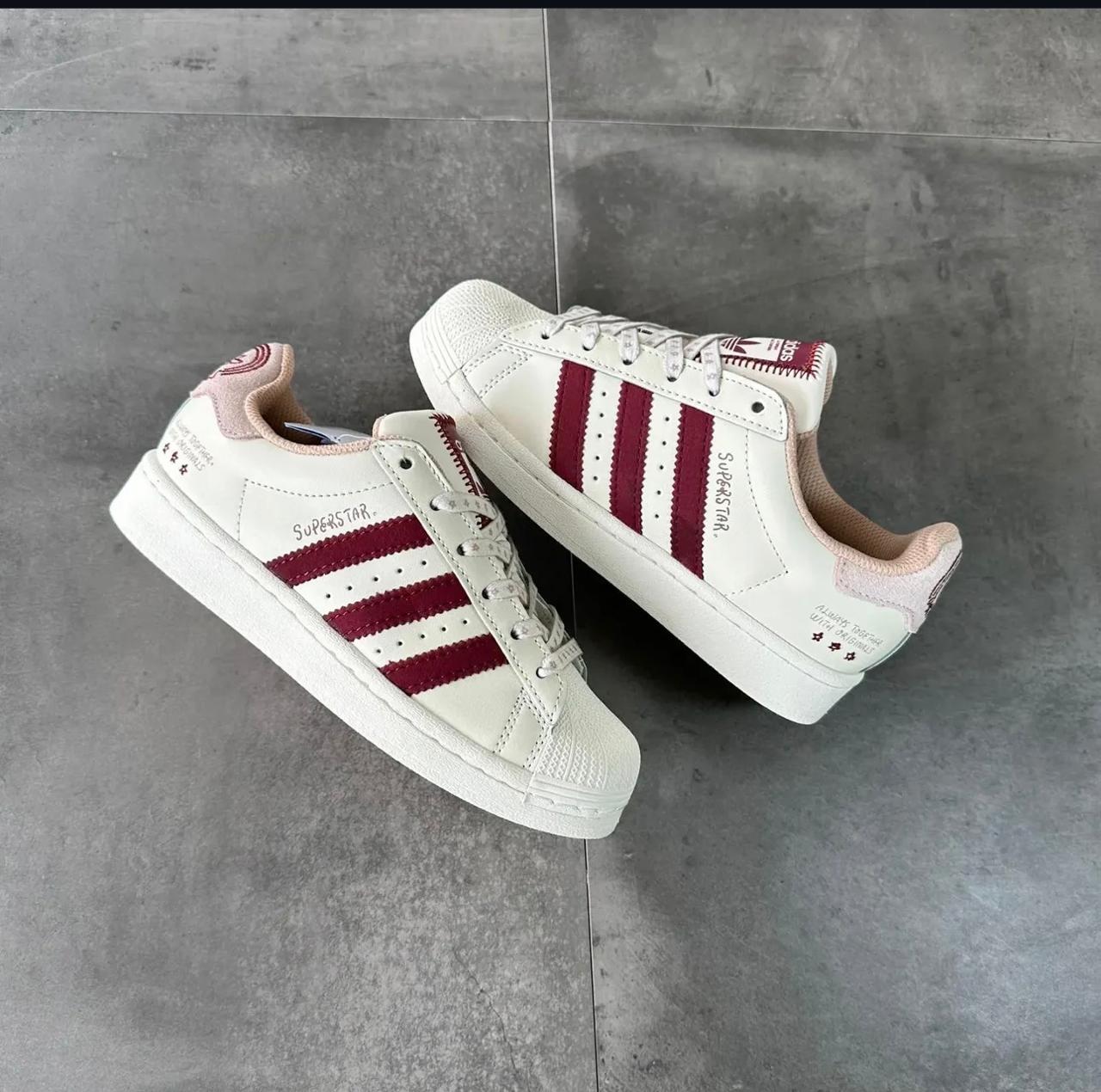 Adidas Superstar White Burgundy