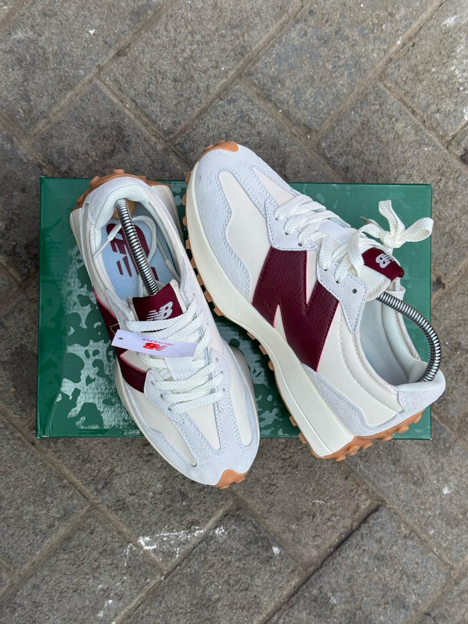 New Balance 327 White Burgundy