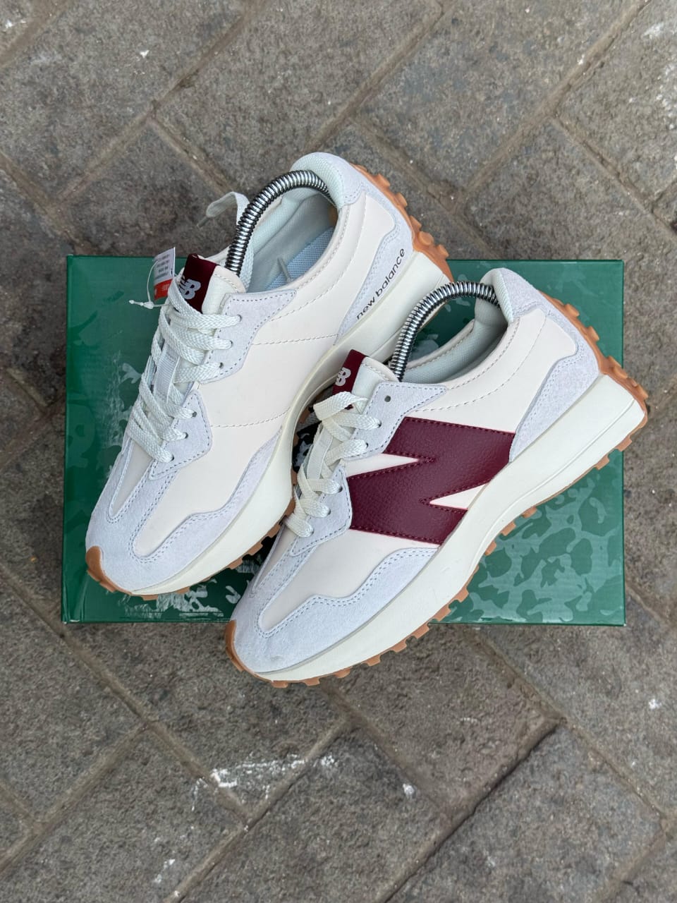 New Balance 327 White Burgundy
