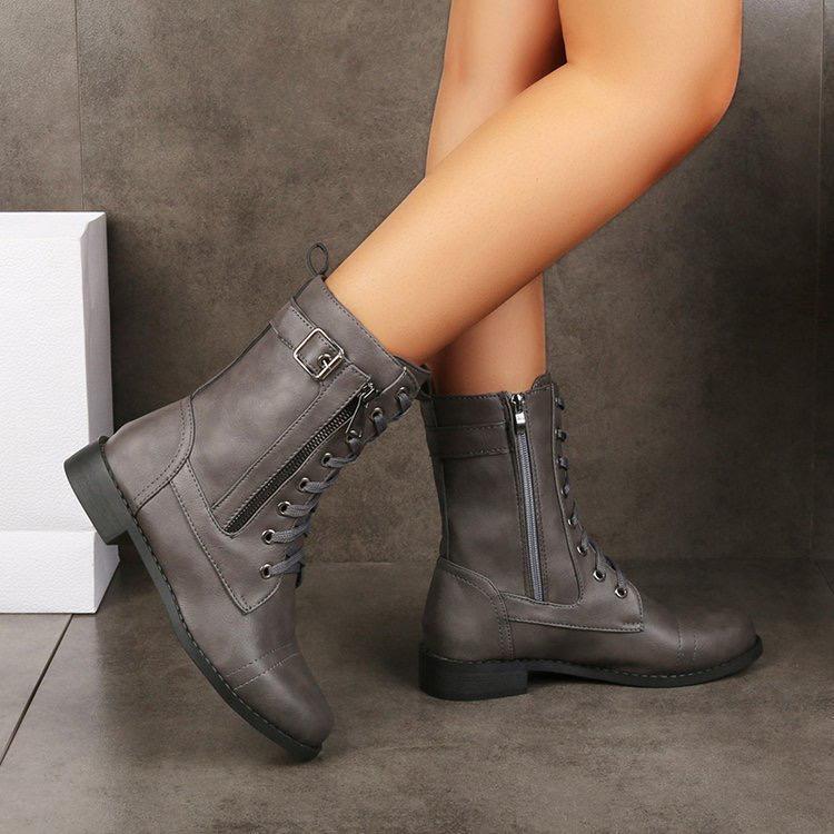 Grey Combat Ankle Boot